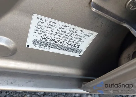 2005 Honda Accord 3.0 Ex from USA, damaged, VIN 1HGCM66565A056308